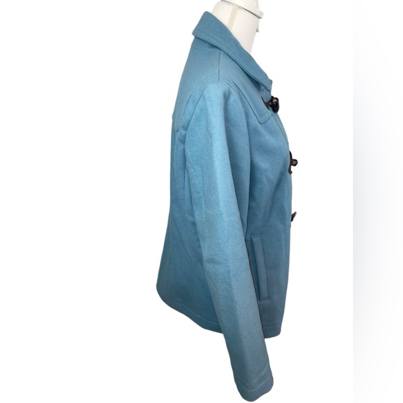 Gap Light Blue Wool Blend Pea Coat with front zip and toggle closure. - Picture 5 of 12